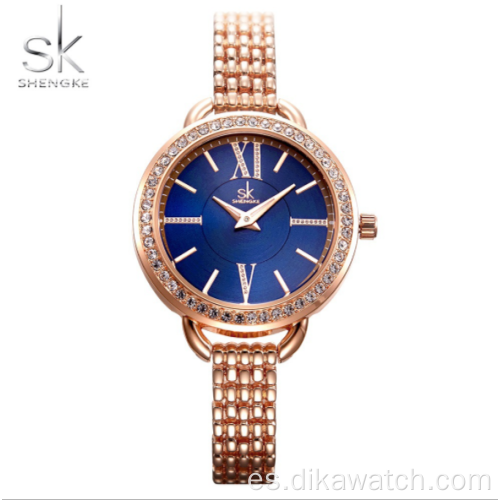 SHENGKE K0089 Reloj para mujer Total Set Reloj de diamantes de moda